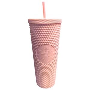 Starbucks Matte Pink Studded Venti Tumbler 24oz Cold Cup Honeycomb Grid NEW